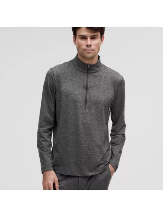 lululemon athletica Tops - Lululemon Soft Jersey Half Zip Heathered Black/Heathered Graphite Grey